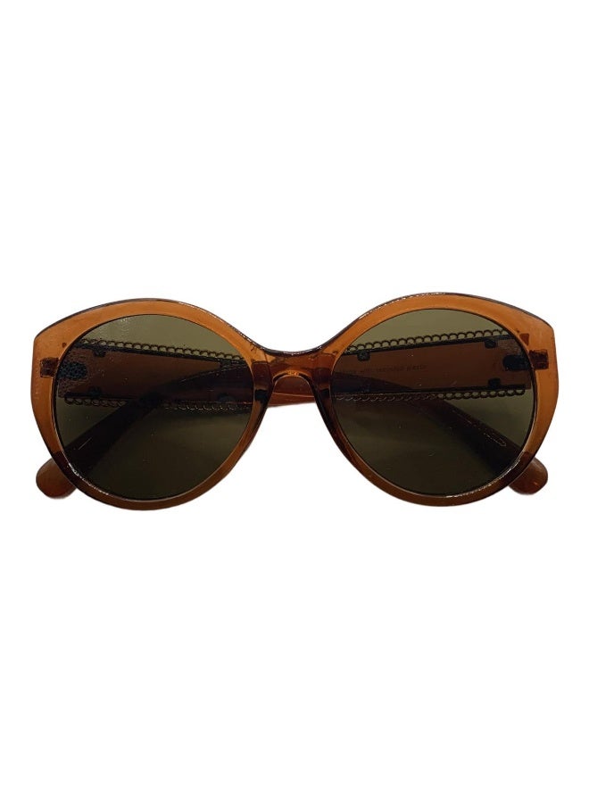 Influence Germany - Oval Brown Sunglasses for Women with Gold Chain Arms - Image 5