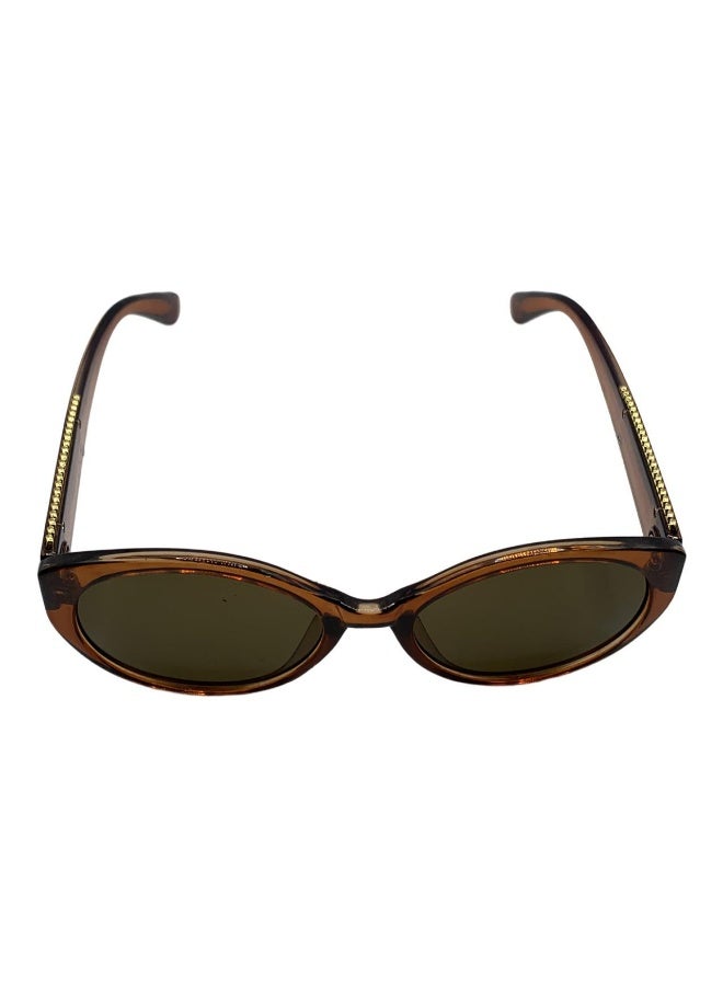 Influence Germany - Oval Brown Sunglasses for Women with Gold Chain Arms - Image 4
