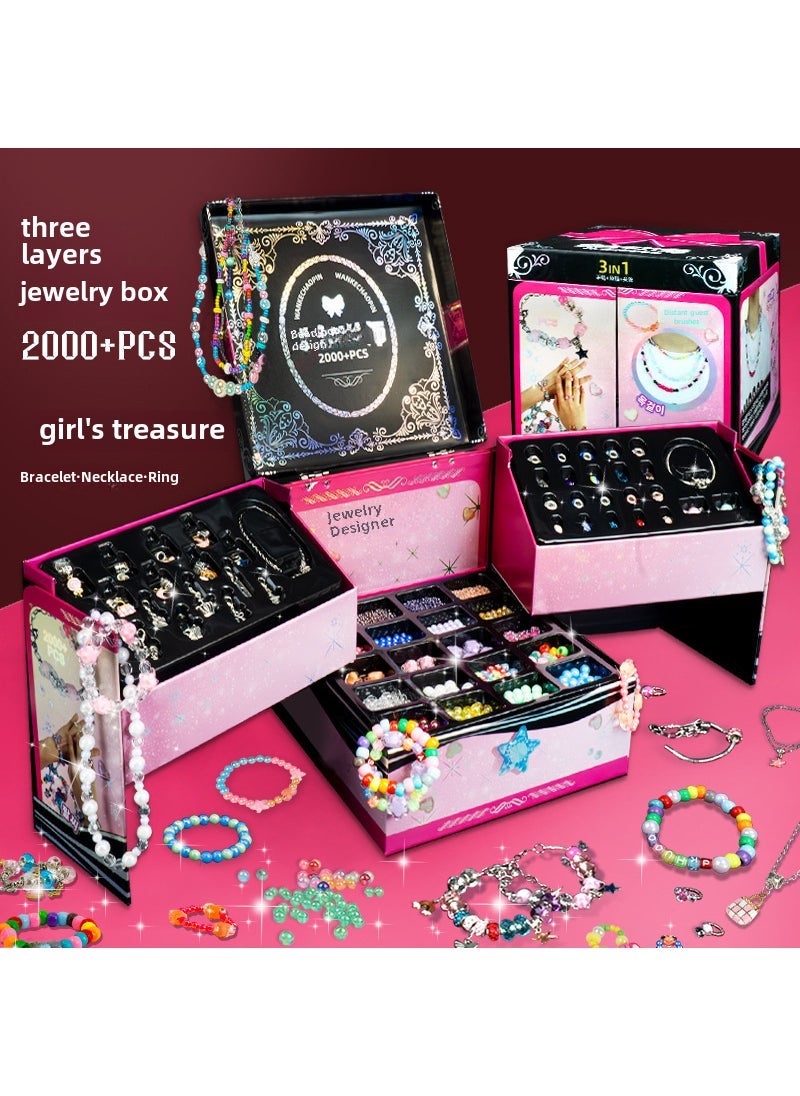 Kids DIY Beading Jewelry Craft Kit Birthday Gift Top accessories-luxury jewelry design gift box 2000pcs 
