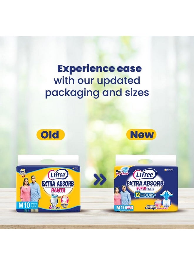 Lifree Lifree Extra Absorb Super Pants|Unisex Adult Diaper|Pant Style|Use Upto 12 Hours|6-Glass Absorption|Quick Dry Sheet|Prevents Leakage|Prevents Heaviness|Size L( 35-49 Inches/90-125 Cms)|Count 10  - Image 4