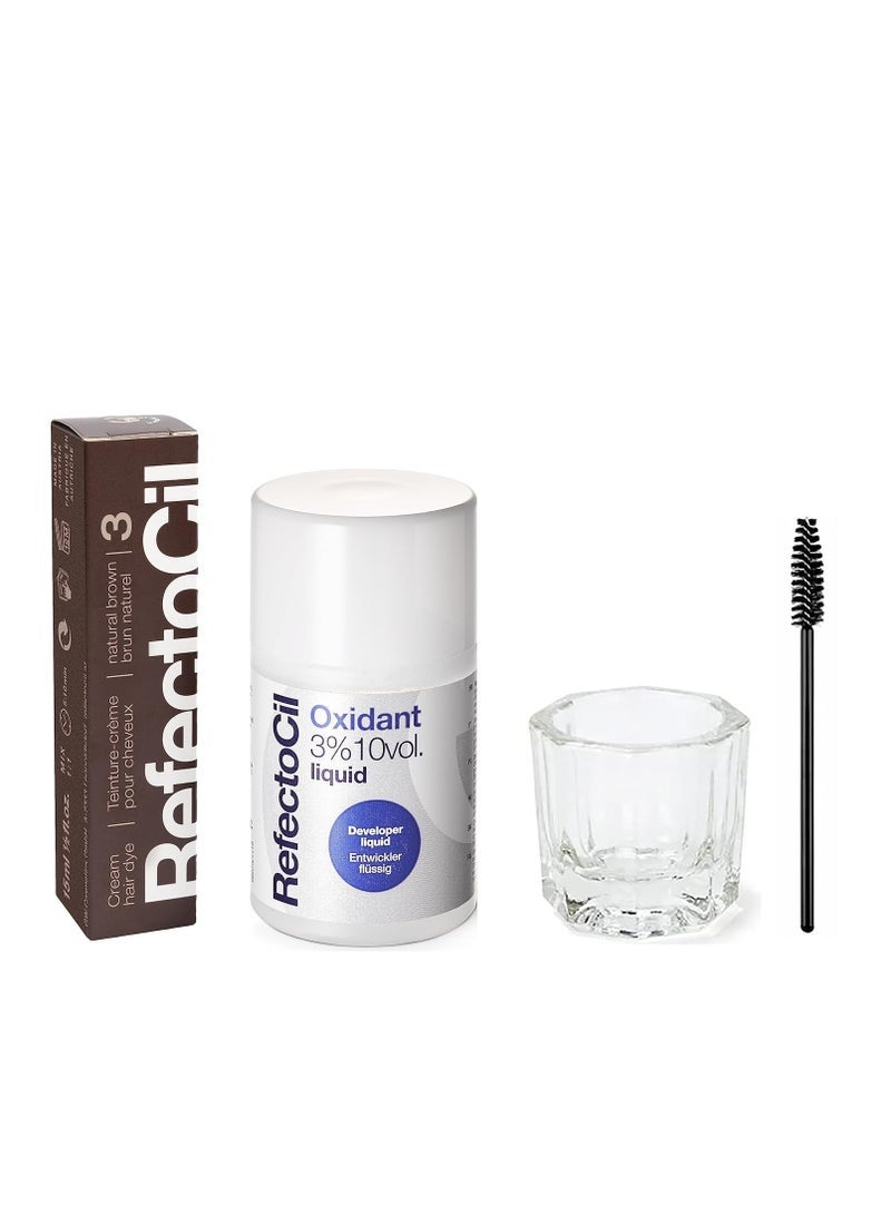 RefectoCil Hair Tinting Kit Includes Cream Hair Dye + Liquid Oxidant 3% + Mixing Brush & Mixing Dish - Image 1