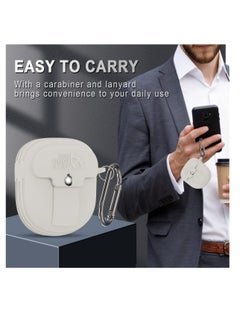 Excefore حافظة لسماعات Bose QuietComfort Earbuds II 2022، غلاف جلدي واقي مقاوم للصدمات، غطاء سيليكون مع حبل وسلسلة مفاتيح، لسماعات Bose Earbuds ii (أبيض فاتح)  - Image 5