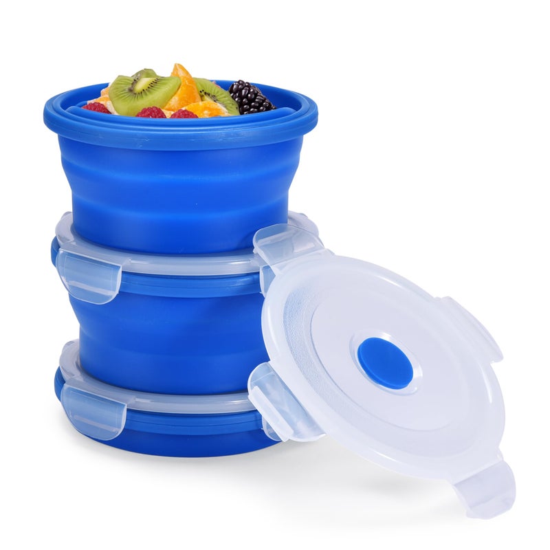 Vdomus Collapsible Food Storage Containers with Lids - Silicone Bowls with Airtight Lid for Kitchen  Camping  Hiking - BPA Free  Microwave  Dishwasher and Freezer Safe Lunch Boxes - Salad Bowl Container - Image 1