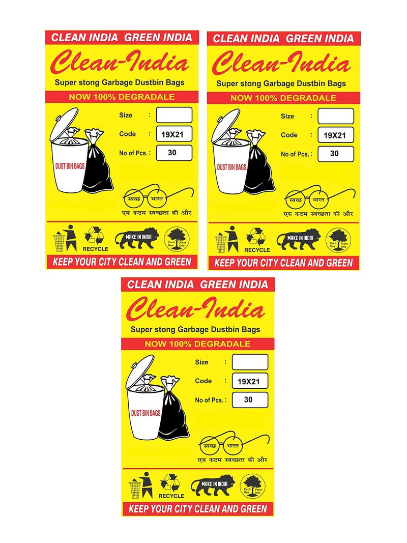 Clean India - Premium Medium Plastic Garbage Bags 19X21 Inches | Black Recyclable | Disposable Kitchen Garbage Trash Waste Dustbin Bags, 90 Piece - Image 4