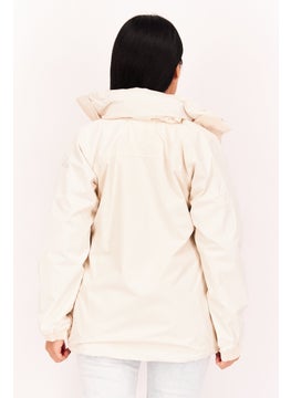 Trespass Women Hooded Plain Windbreaker Jacket, Off White  - Image 3