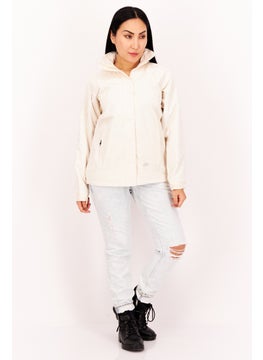 Trespass Women Hooded Plain Windbreaker Jacket, Off White  - Image 2