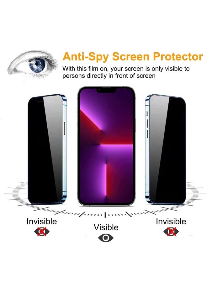 كابتن تيك لهاتف iPhone 15 Pro Max، 3 قطع من واقي الشاشة الزجاجي المقوى للخصوصية و3 قطع من واقي عدسة الكاميرا، صلابة 9H مقاومة للخدش (متضمنة الملحقات المثبتة) - Image 2