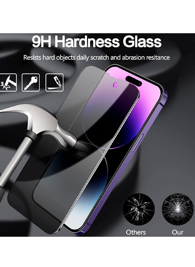 كابتن تيك لهاتف iPhone 15 Pro Max، 3 قطع من واقي الشاشة الزجاجي المقوى للخصوصية و3 قطع من واقي عدسة الكاميرا، صلابة 9H مقاومة للخدش (متضمنة الملحقات المثبتة) - Image 4