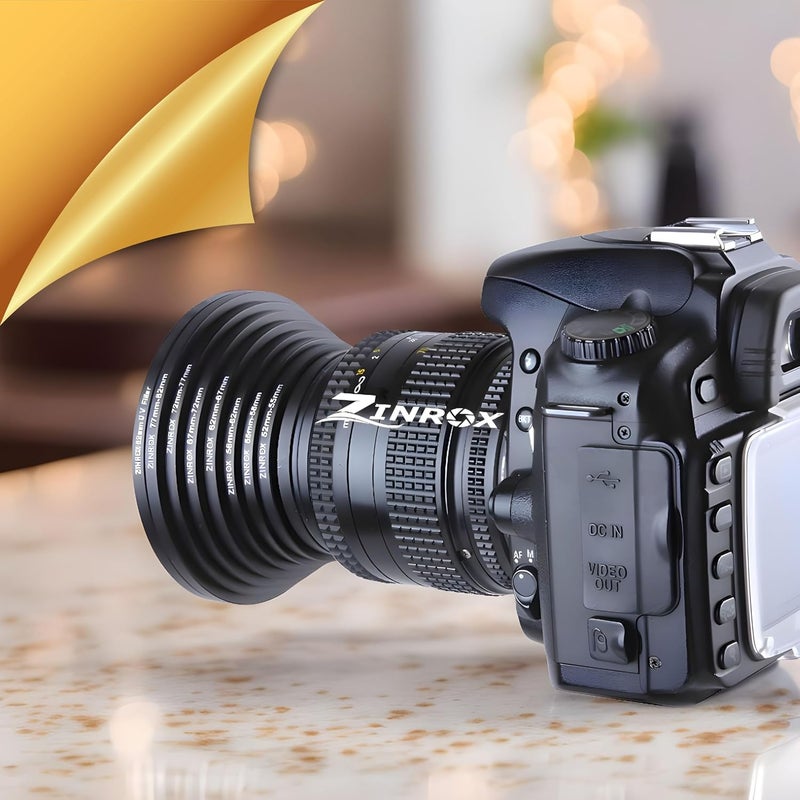 ZINROX® 46mm to 82mm Stepping Up Lens Filter Adapter Rings, 9 Pieces Set, Sizes: 46-49mm, 49-52mm, 52-55mm, 55-58mm, 58-62mm, 62-67mm, 67-72mm, 72-77mm, and 77-82mm Step Up Rings Conversion Ring Set - Image 4