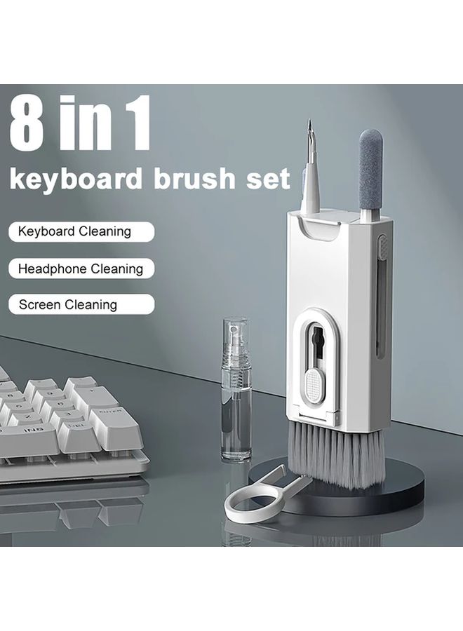 8 In 1 Black Cleaning Brush For Keyboard Earphone Tablet And Phone Non Electric - Image 1