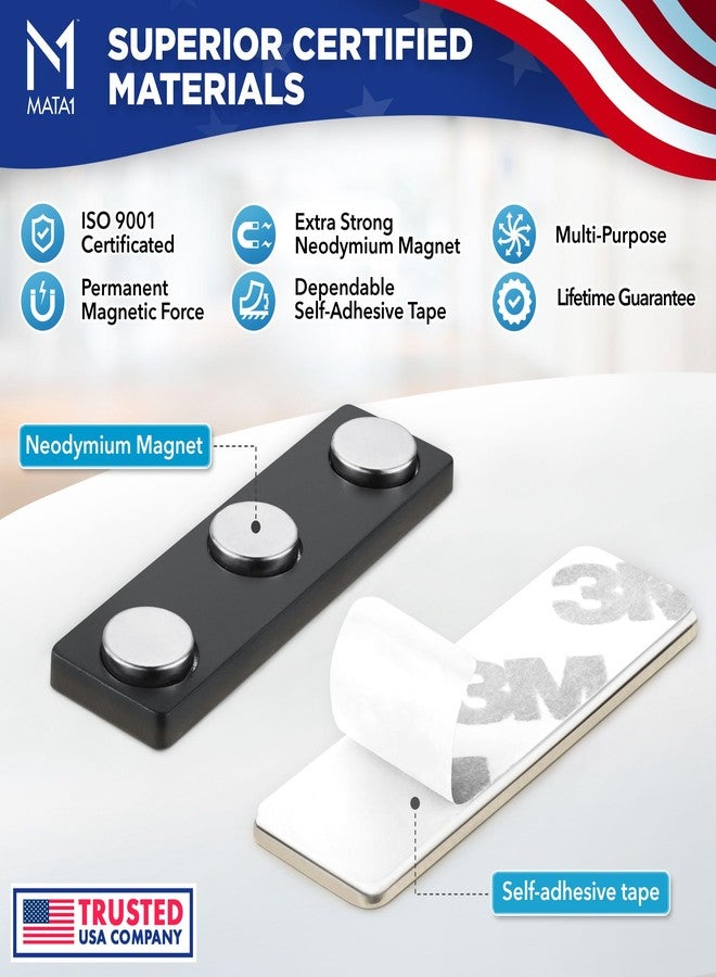 Mata1-USA (3 Badge Holder Magnets, 1.75 x 0.5 inches), Name Tag Magnet Backs w/ 3 Extra-Strong Neodymium Magnets for ID Badge Holders - Image 3