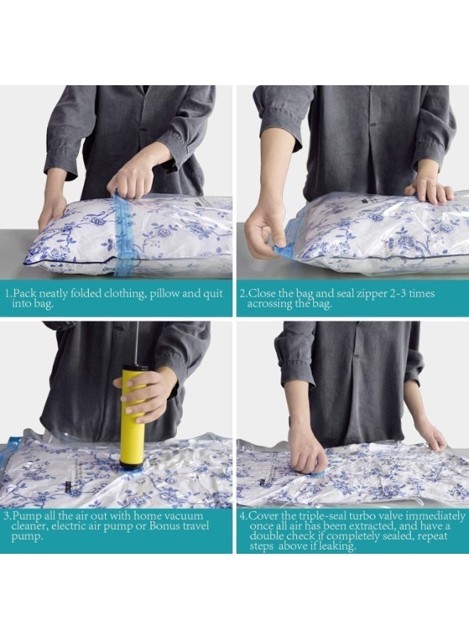 Vacuum Storage Bags Pack of 8 with Free Hand Pump | Space Saver Bags for Clothes, Duvets, Bedding, Blankets & Travel - Image 3