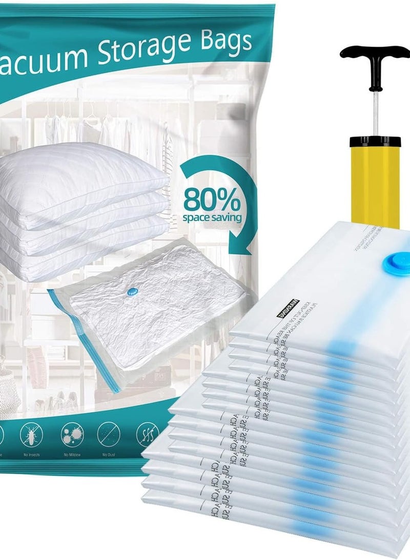 Vacuum Storage Bags Pack of 8 with Free Hand Pump | Space Saver Bags for Clothes, Duvets, Bedding, Blankets & Travel - Image 1