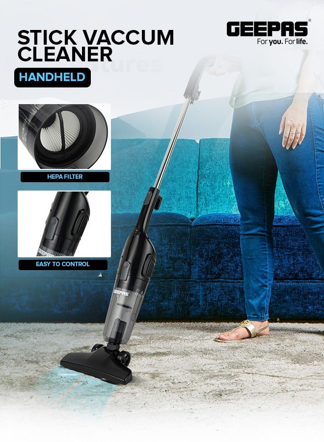 GEEPAS 2-in-1 Stick & Handheld Vacuum Cleaner with HEPA Filtration, Powerful Suction, Large Dust Capacity, Ideal for Homes, Offices, & Cars 1.2 L 600 W GVC19055-BK Black - Image 5