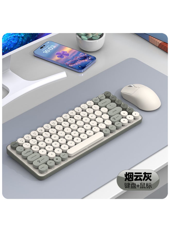 Bt185 Wireless Bluetooth Dual Mode Keyboard Mouse Set Punk Keycap Color Matching Fashion Girls Keyboard Usb