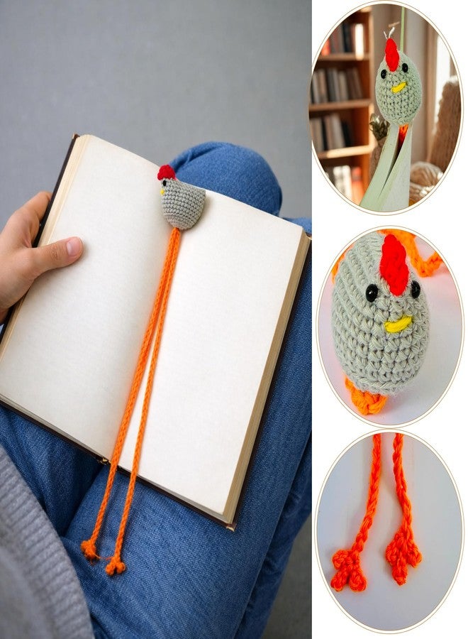 RucaDeco Handmade Chicken Bookmark Set of 4pcs Cute Crochet Gift for Book Lovers, Teacher Appreciation Present, Reading Accessory for Women, Teacher Gifts, Unique Farm Animal Lovers Idea for Classroom Supplies - Image 5