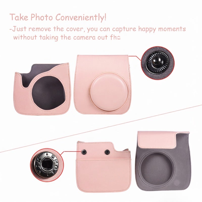 Instant Camera Accessories Kit: 14-In-1 Pink PU Camera Case, Selfie Lens, 5-Color Filters, Photo Album, Decorative Stickers - Protective & Versatile Photography Kit for Fujifilm Instax Mini 8/8+/8s/9 - Image 5