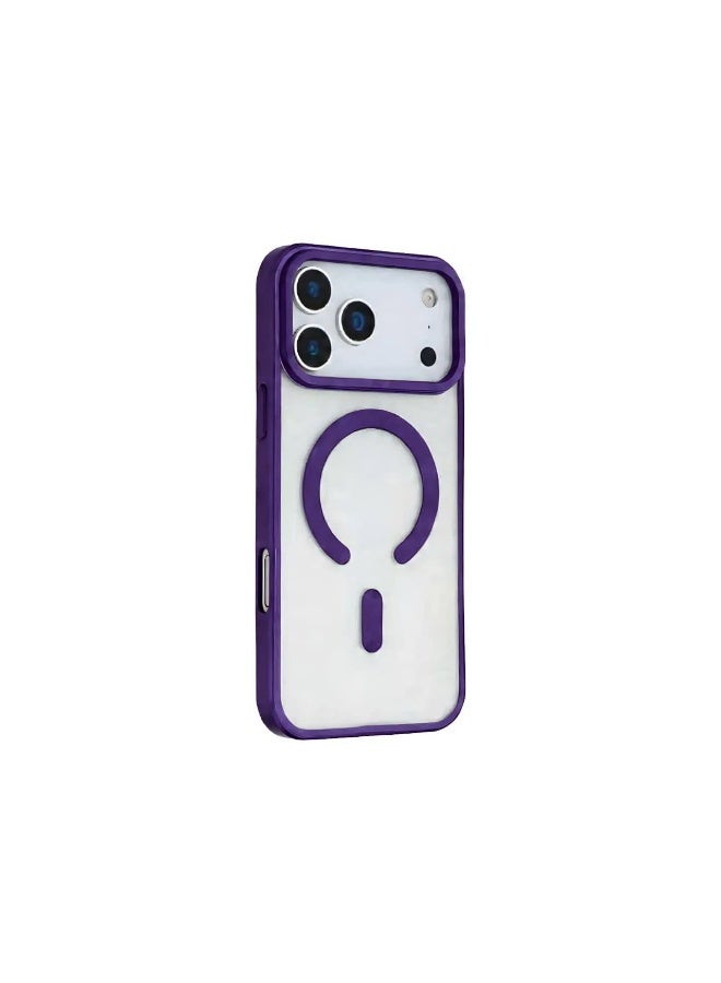 Magnetic Case for iPhone 17 Pro Case, Compatible with MagSafe, Plating Luxury Cover, Clear Soft TPU Shockproof Protective Phone Case, (Deep Purple).