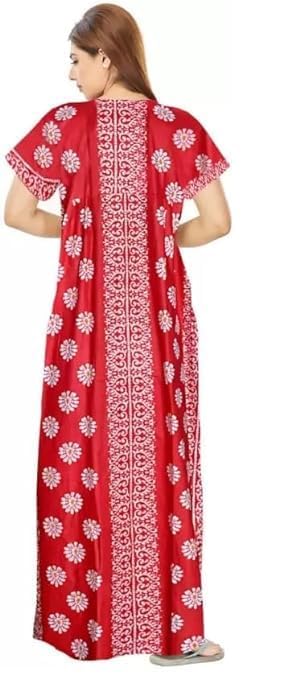 NEGLIGEE Women's Cotton Printed Maxi NightGown Nighty for Women Ankle Length Night Dress - Pack Of 2 (Free Size, Black&Red) - Image 4