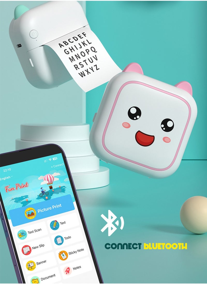 Kidle طابعة حرارية صغيرة، طابعة بلوتوث للهاتف، طابعة ملصقات لاسلكية مع شريط، متوافقة مع iOS وAndroid، طابعة + 5 ملصقات + 5 ورق عادي + 3 ورق ملون + 6 أقلام ملونة + ملصق واحد  - Image 5