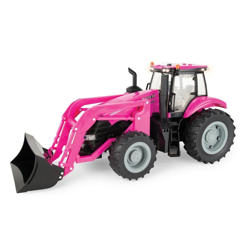 ERTL 116 Big Farm Case IH Magnum Pink Tractor with Loader and Lights Sounds - Image 3