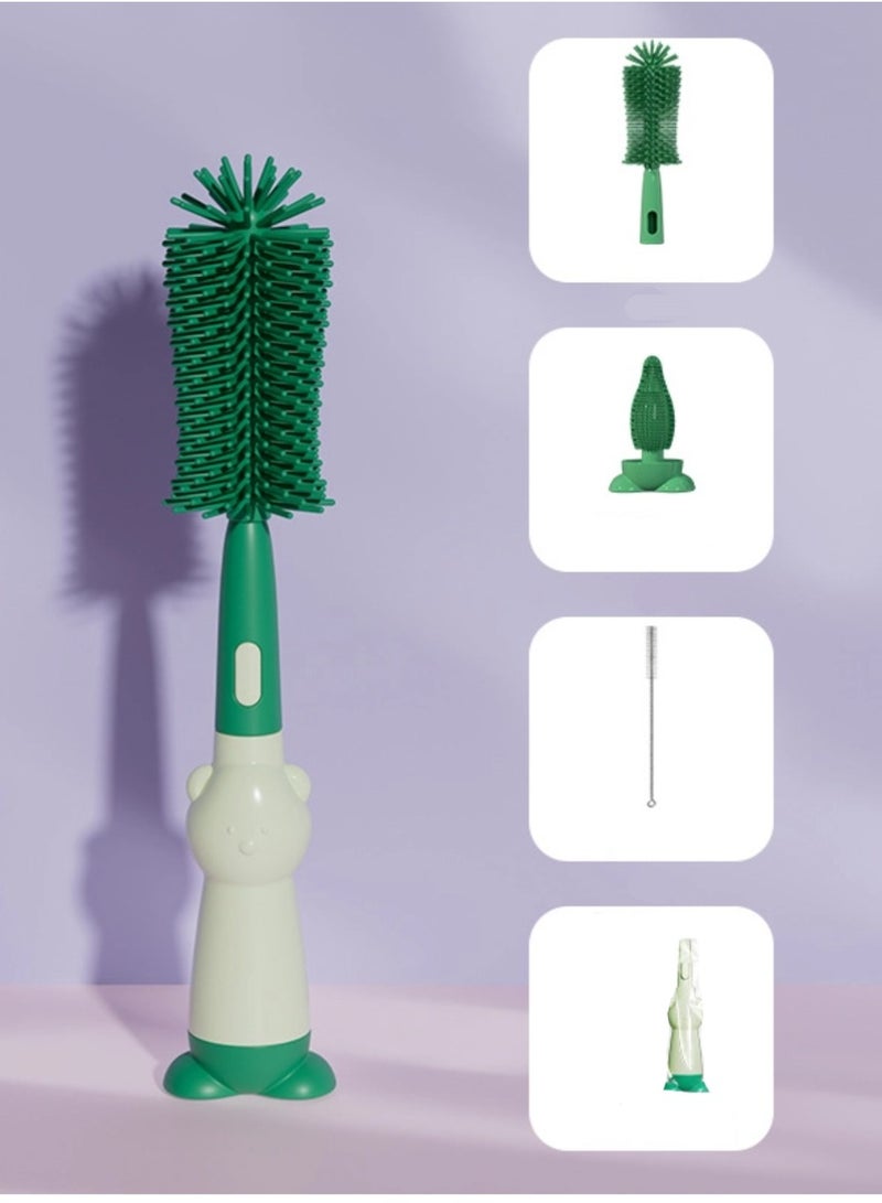 3-in-1 Multifunctional Bottle Brush and Nipple Brush Set, Cup Brush, Portable Bottle Cleaning Set, Equipped with a Removable Straw Brush for Bottles, Can Clean Water Bottles, Baby Bottles, Thermos Bottles, etc. Silicone Cleaning Head - Image 1