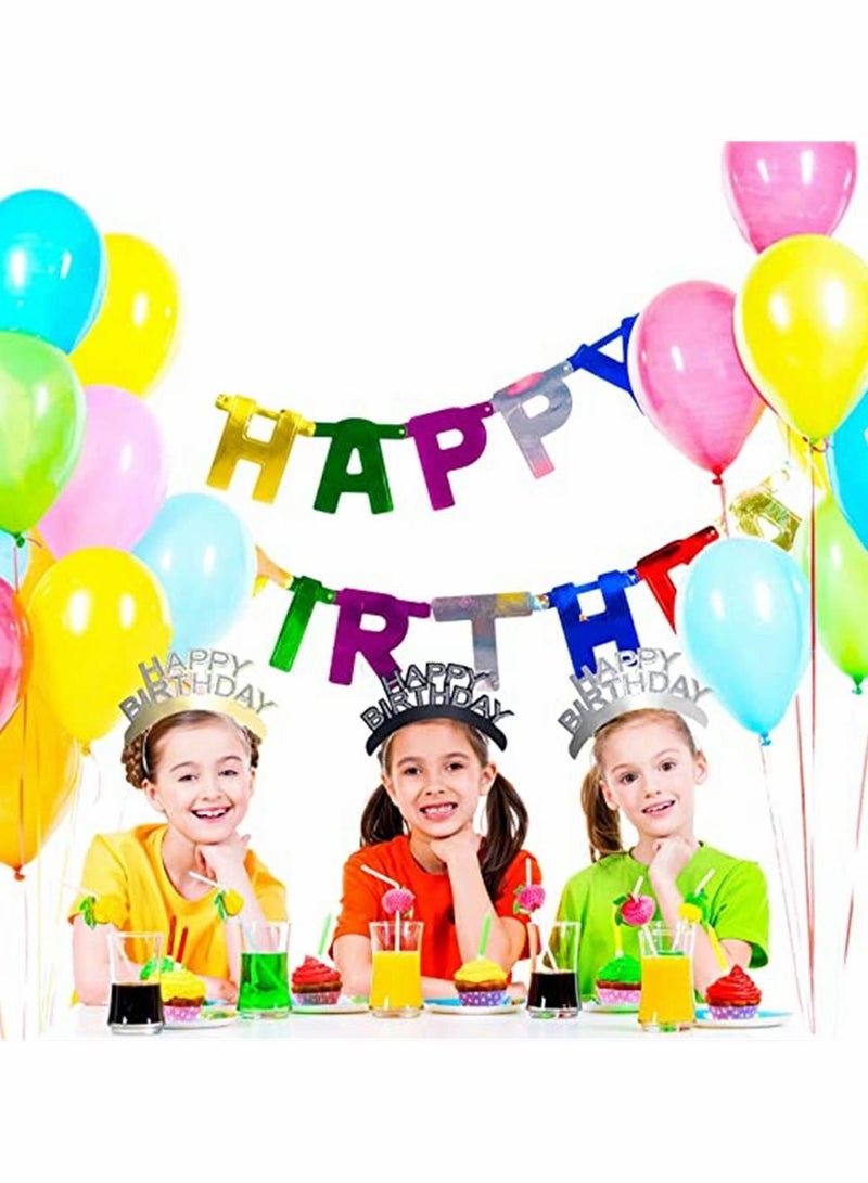 SYOSI 12 Pack Happy Birthday Headbands, Birthday Party Hats for Kids and Adults Classroom School VBS Party Supplies Paper Birthday Crowns for Classroom, Birthday Crown Set, Classroom Party Decor - Image 3