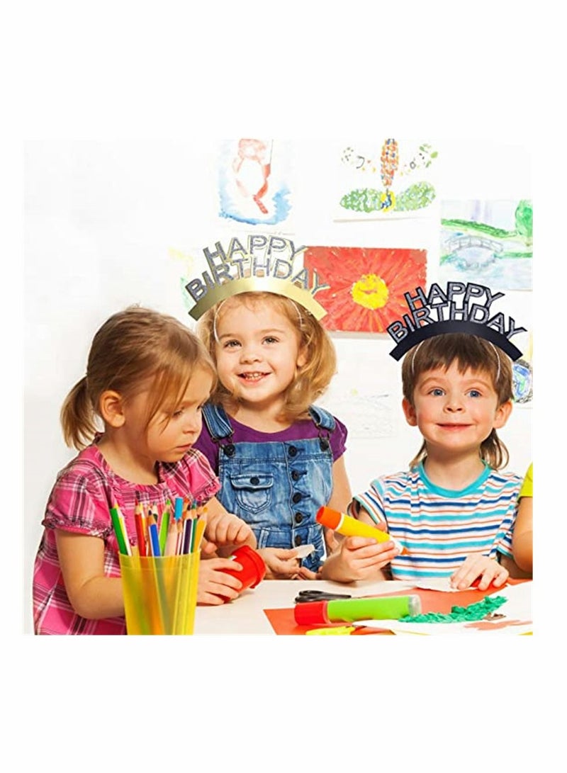 SYOSI 12 Pack Happy Birthday Headbands, Birthday Party Hats for Kids and Adults Classroom School VBS Party Supplies Paper Birthday Crowns for Classroom, Birthday Crown Set, Classroom Party Decor - Image 2