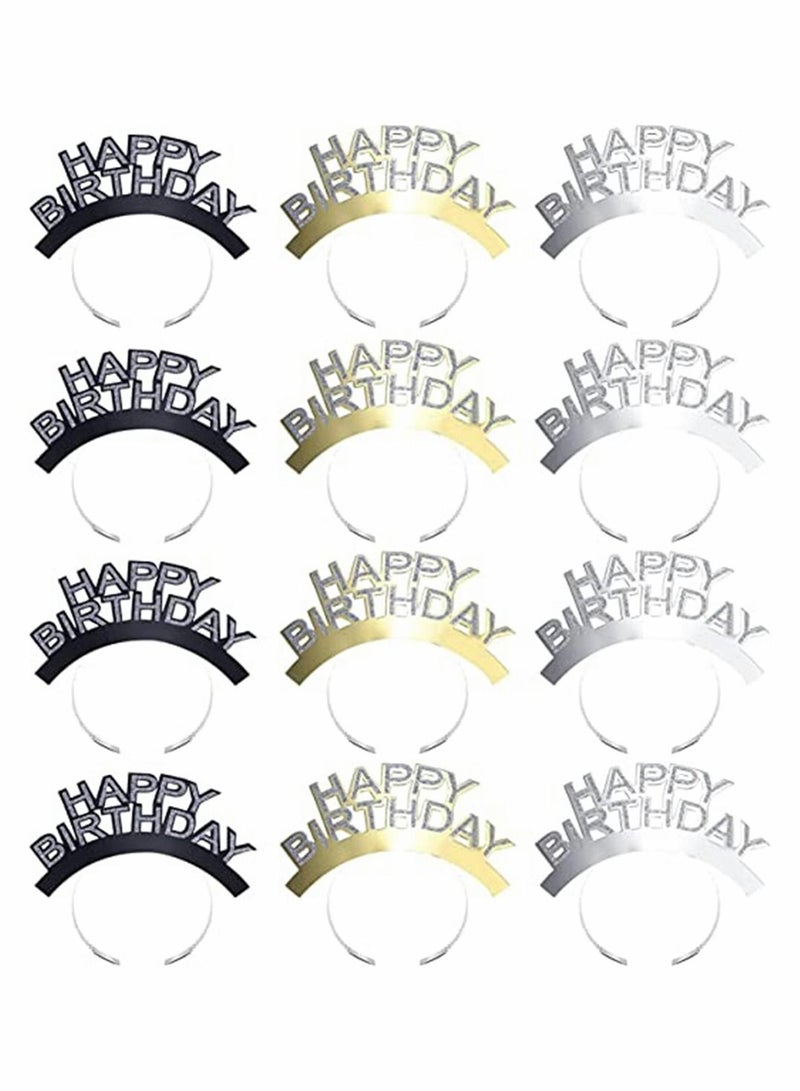 SYOSI 12 Pack Happy Birthday Headbands, Birthday Party Hats for Kids and Adults Classroom School VBS Party Supplies Paper Birthday Crowns for Classroom, Birthday Crown Set, Classroom Party Decor - Image 1
