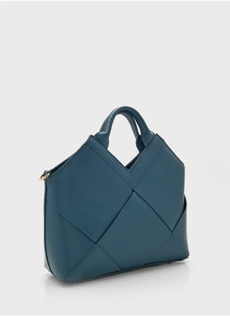 ELLA Weave Satchel Bag With Long Strap