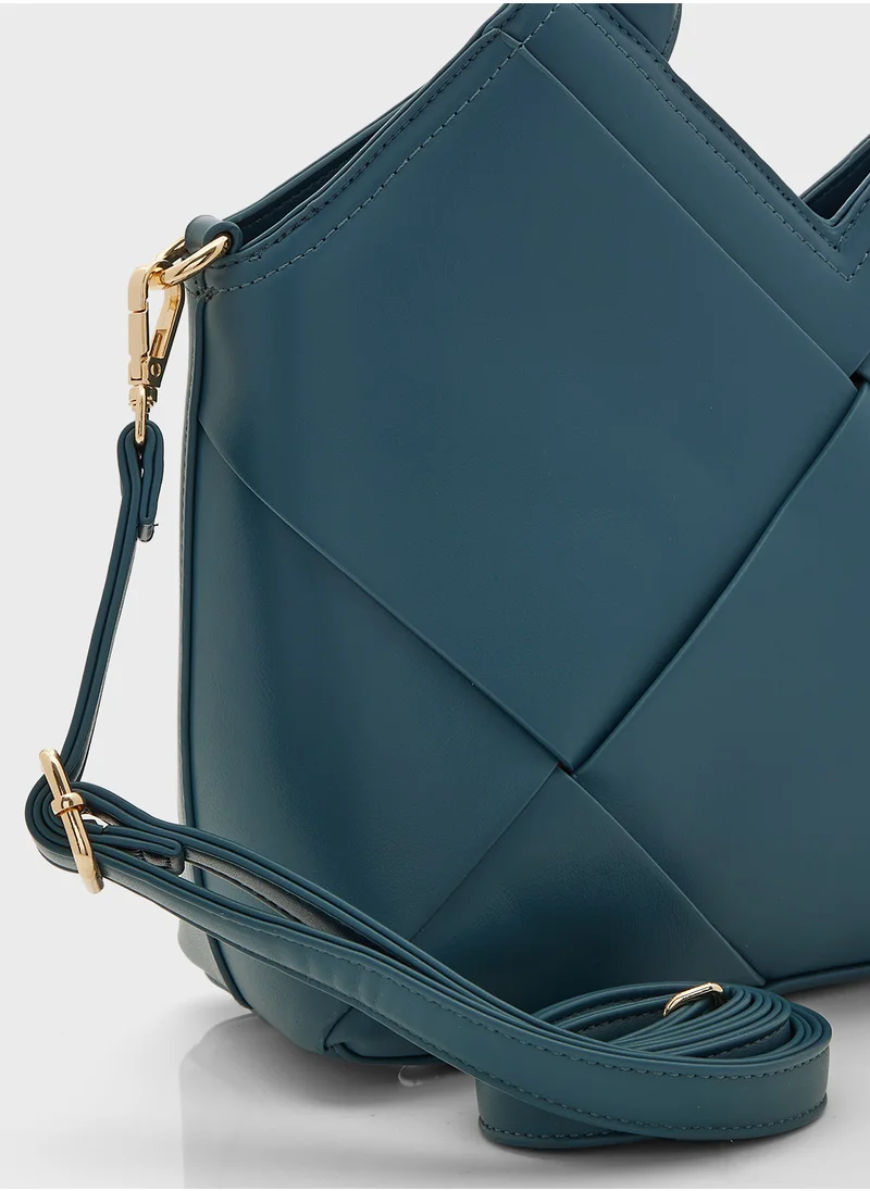 ELLA Weave Satchel Bag With Long Strap