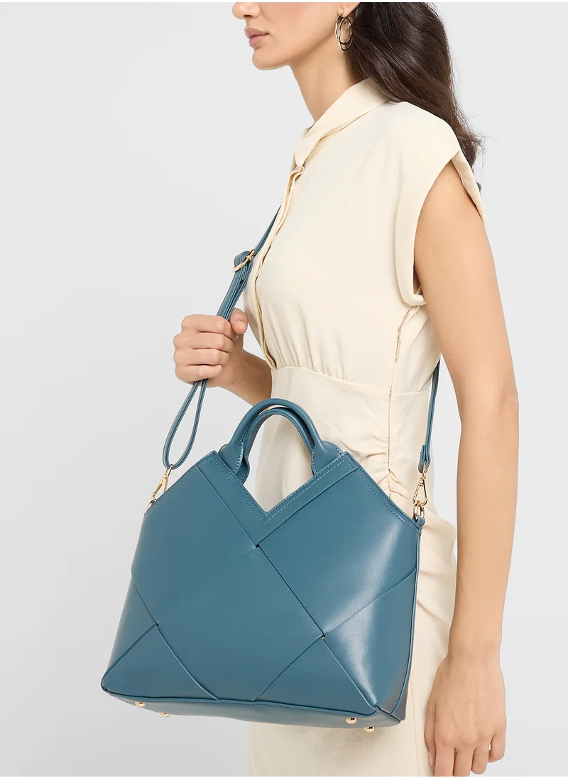 ELLA Weave Satchel Bag With Long Strap