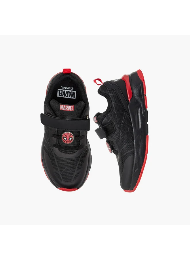 MARVEL Boys Spider-Man Applique Sneakers with Hook and Loop Closure