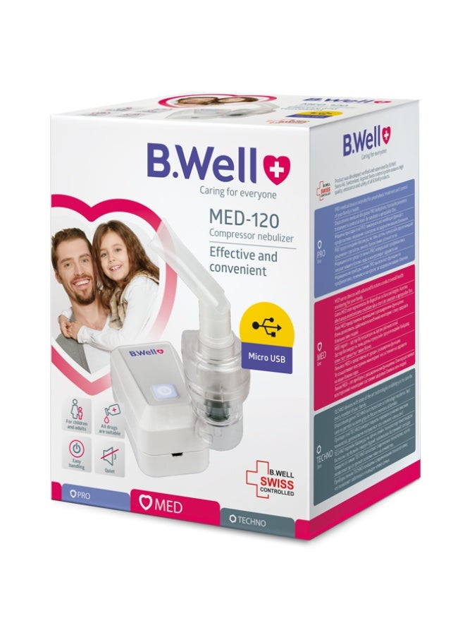 بي.ويل جهاز نيبولايزر ضاغط ميد-120 لعلاج الجهاز التنفسي فعال ومدمج وسهل الاستخدام للكبار والأطفال - Image 2