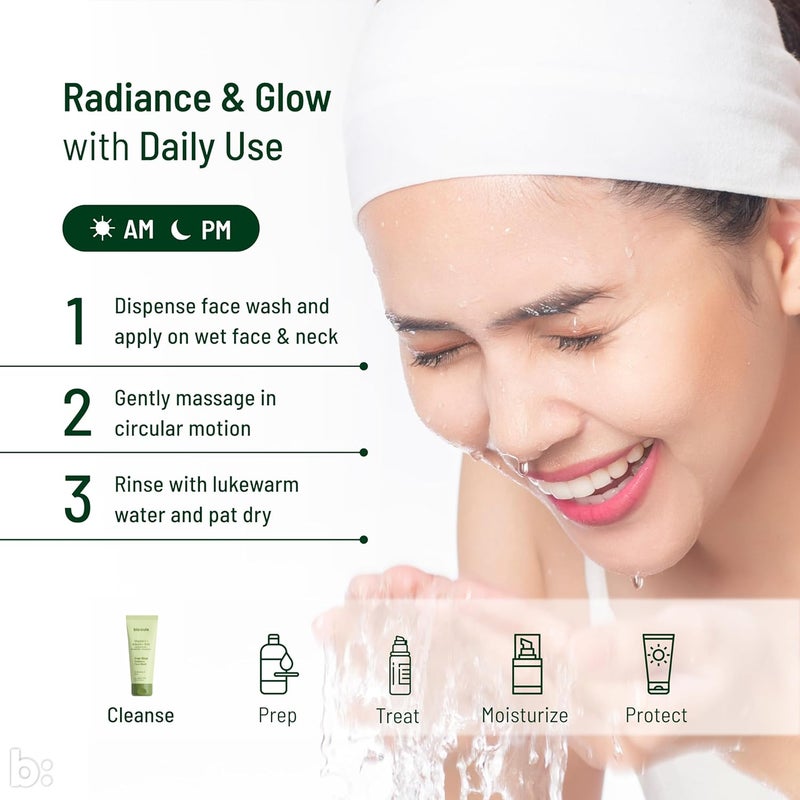 biocule Ever Glow Radiance Face Wash for Glowing Even Skin Tone with Vitamin C from KaKadu Plum Arbutin from Bearberry Glycolic Acid from Sugarcane Glow Face Wash for All Skin Types 100ml - Image 5