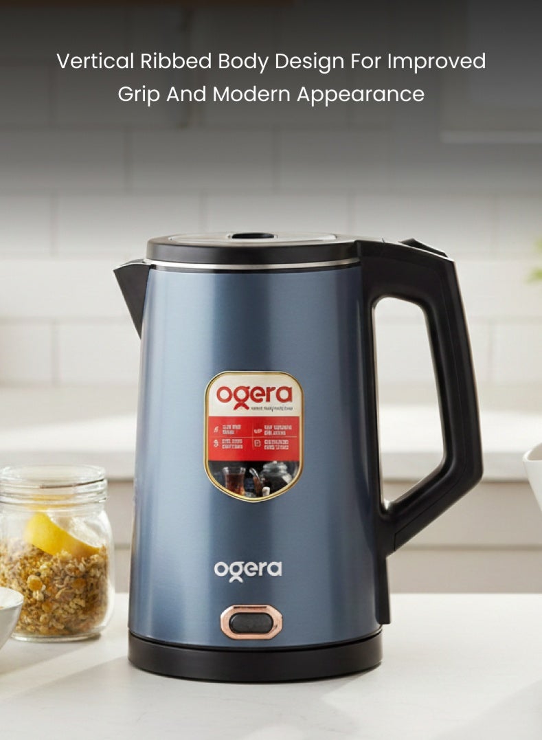 أوجيرا غلاية كهربائية بسعة 1.8 لتر وقوة 1500 واط: تسخين سريع، جسم داخلي من الفولاذ المقاوم للصدأ مع إيقاف تلقائي وحماية من الغليان الجاف، للاستخدام المنزلي والمكتبي. - Image 4