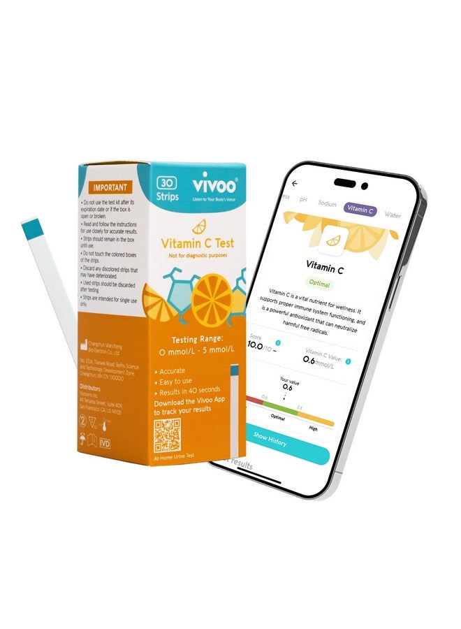 Vivoo Test Strip - Track Your Vitamin C Status at Home! 40-Second Test for Accurate Levels, Empowering You to Optimize Your Nutrition - 30 Strips