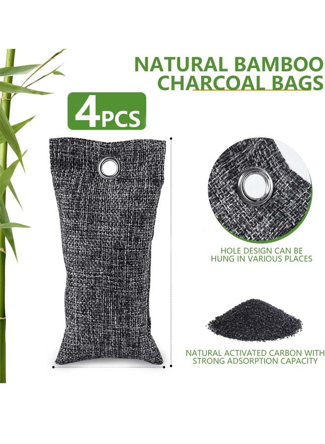 4 Pack Activated Charcoal Odor Absorber Bamboo Charcoal Air Purifying Bags Odor Eliminator Air Freshener Deodorizer for Shoe Closet, Car, Basement - Image 2