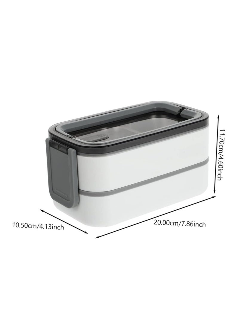 Generic Bento Box 1400ml 2-Tier Large Plastic Lunch Box with Compartments & Cutlery Set Large Lunch Container with Stainless Steel Food Picks for Adults Kids​  - Image 5