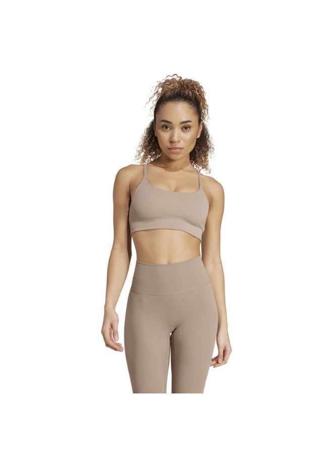 Adidas Adidas All Me Rib Ls Brown Workout Bra - Light Support Bra For Women - Image 3