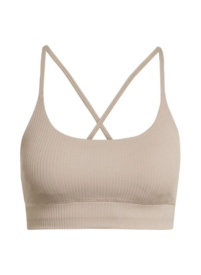Adidas Adidas All Me Rib Ls Brown Workout Bra - Light Support Bra For Women