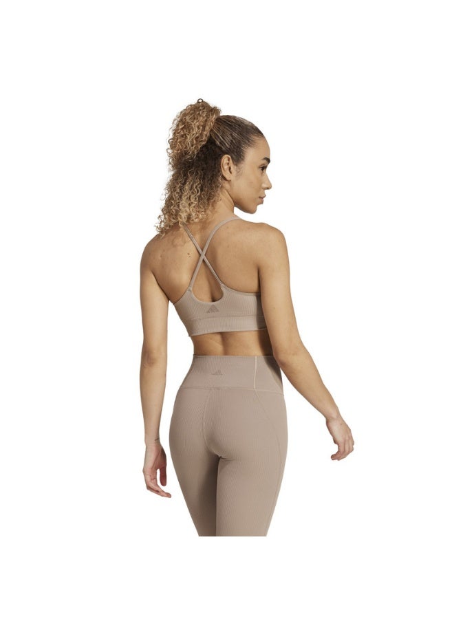Adidas Adidas All Me Rib Ls Brown Workout Bra - Light Support Bra For Women - Image 4