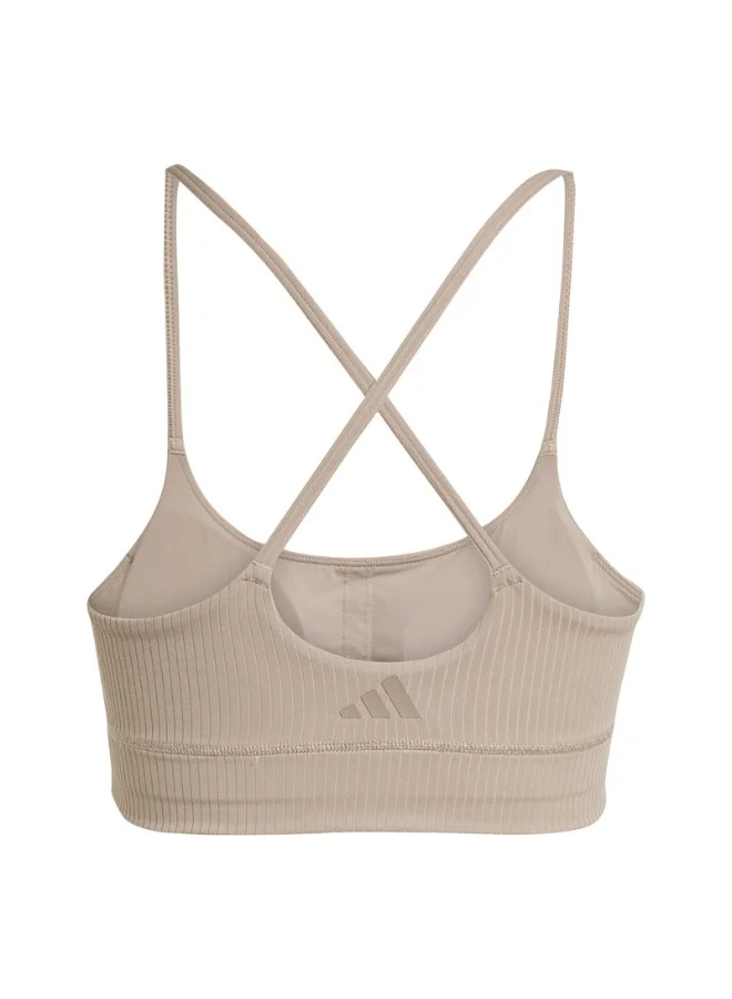 Adidas Adidas All Me Rib Ls Brown Workout Bra - Light Support Bra For Women