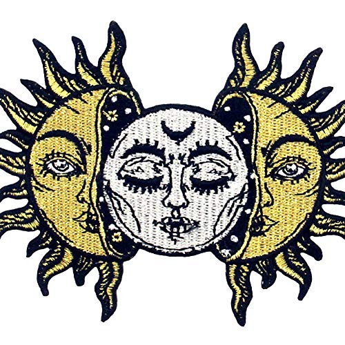 Rocking Planet Sun and Moon Patch Embroidered Biker Applique Iron On Sew On Emblem - Image 2