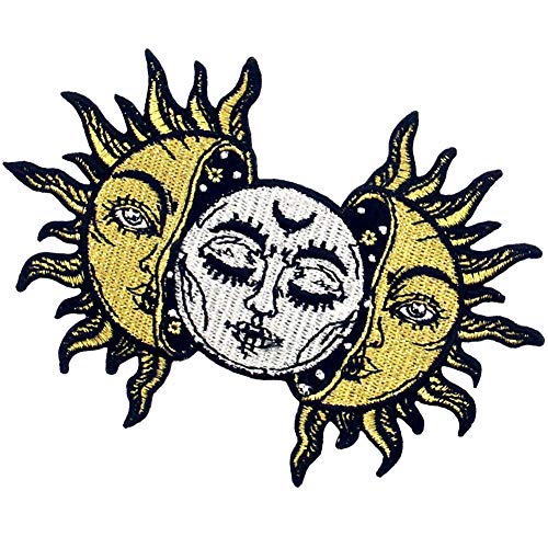 Rocking Planet Sun and Moon Patch Embroidered Biker Applique Iron On Sew On Emblem - Image 3