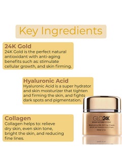 GLO24K UNLEASH THE POWER OF GOLD GLO24K Moisturizing Day Cream with 24k Gold, Hyaluronic Acid, Collagen, and Vitamins. For Optimal Hydration.  - Image 3