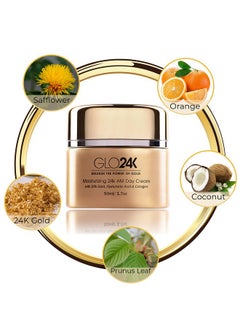 GLO24K UNLEASH THE POWER OF GOLD GLO24K Moisturizing Day Cream with 24k Gold, Hyaluronic Acid, Collagen, and Vitamins. For Optimal Hydration.  - Image 2