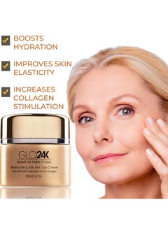 GLO24K UNLEASH THE POWER OF GOLD GLO24K Moisturizing Day Cream with 24k Gold, Hyaluronic Acid, Collagen, and Vitamins. For Optimal Hydration.  - Image 5