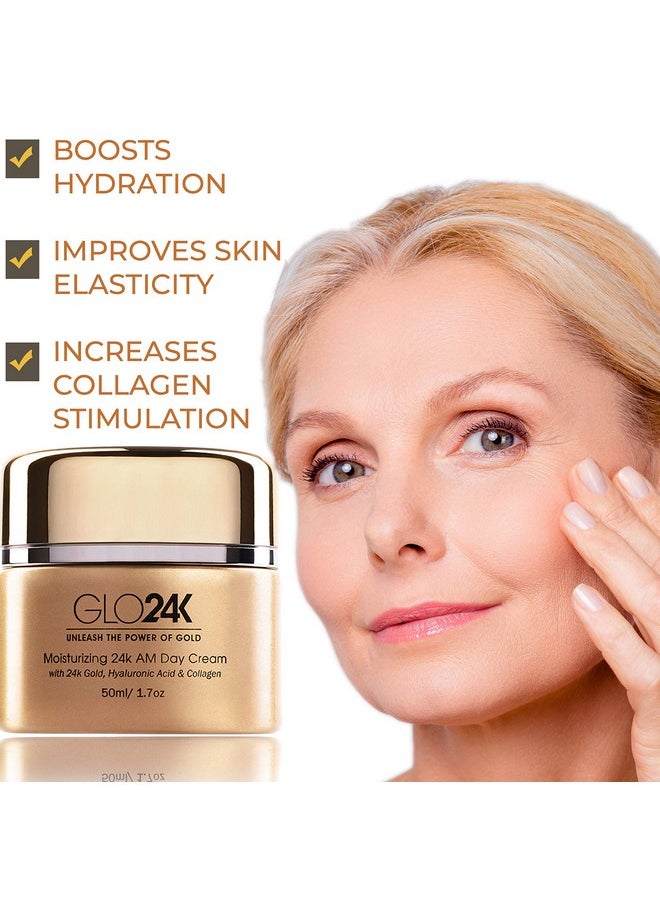GLO24K UNLEASH THE POWER OF GOLD GLO24K Moisturizing Day Cream with 24k Gold, Hyaluronic Acid, Collagen, and Vitamins. For Optimal Hydration.  - Image 5