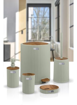 ‎okyanus Home Coliseum Green Wooden Patterned 5-Piece Bathroom Set 